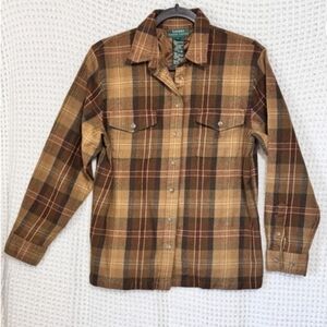 Ralph Lauren Petite Plaid Shirt - Brown and Tan